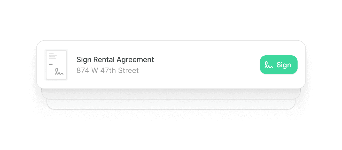 Clai task card to sign the rental agreement for 874 W 47th Street